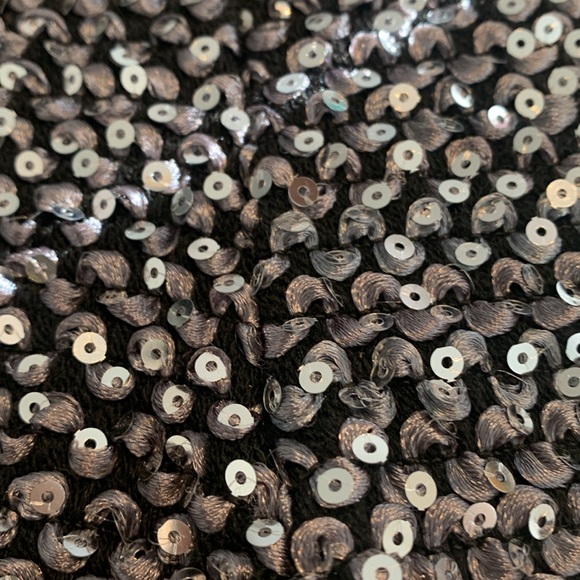 Black and silver sequin shorts two zippers in front stretchy - Picture 3 of 3